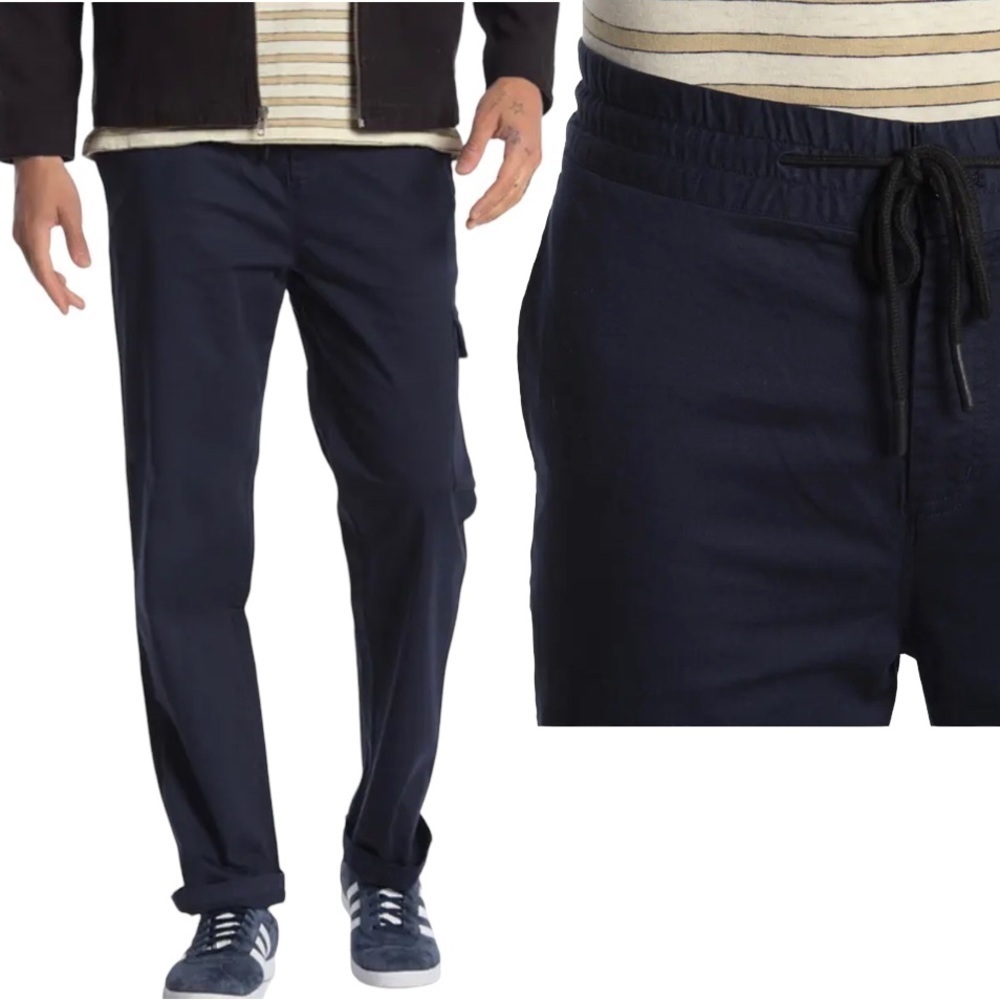 BLDWN Cargo Drawstring Pants NAVY Size Large Relaxed Fit Side pocket NWT